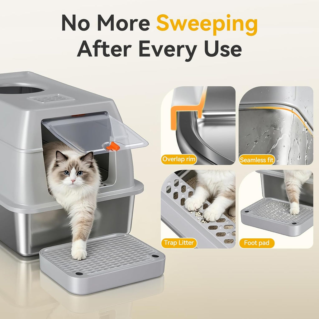 Large Enclosed Cat Litter Box