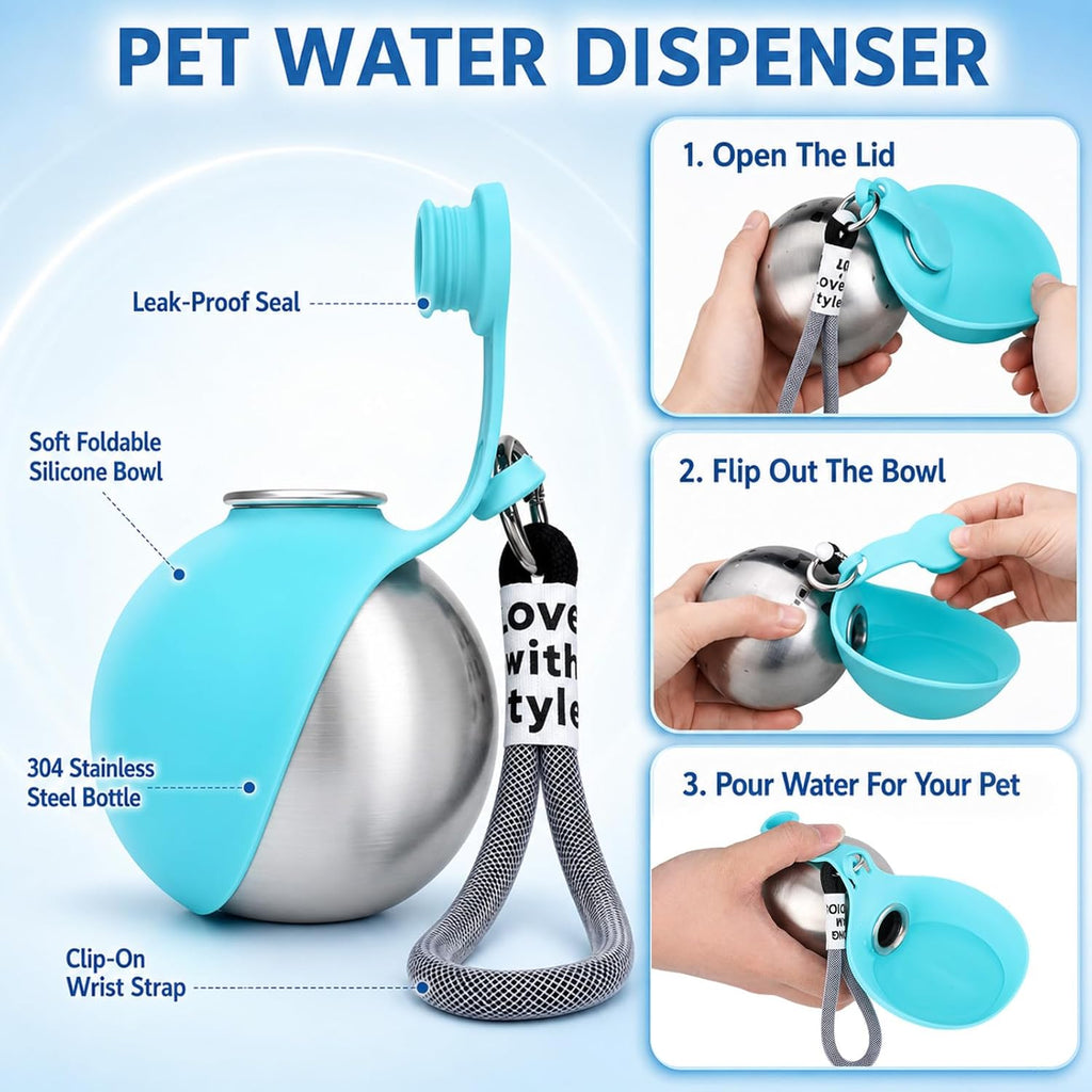 2 in 1 Stainless Steel Portable Tumbler for Dogs Water Bottle