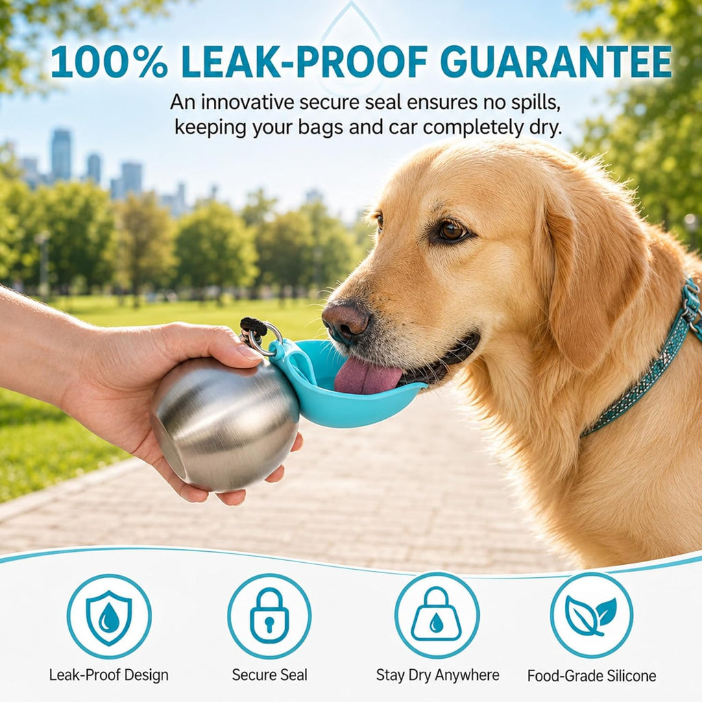 2 in 1 Stainless Steel Portable Tumbler for Dogs Water Bottle