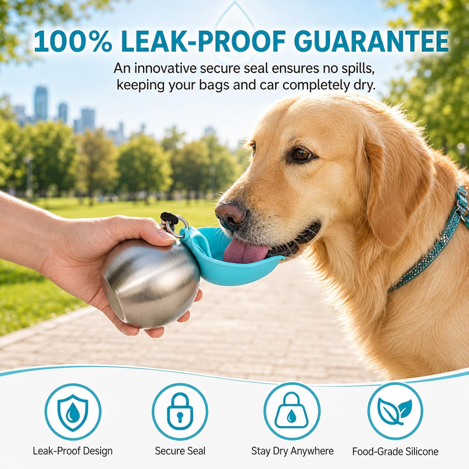 2 in 1 Stainless Steel Portable Tumbler for Dogs Water Bottle