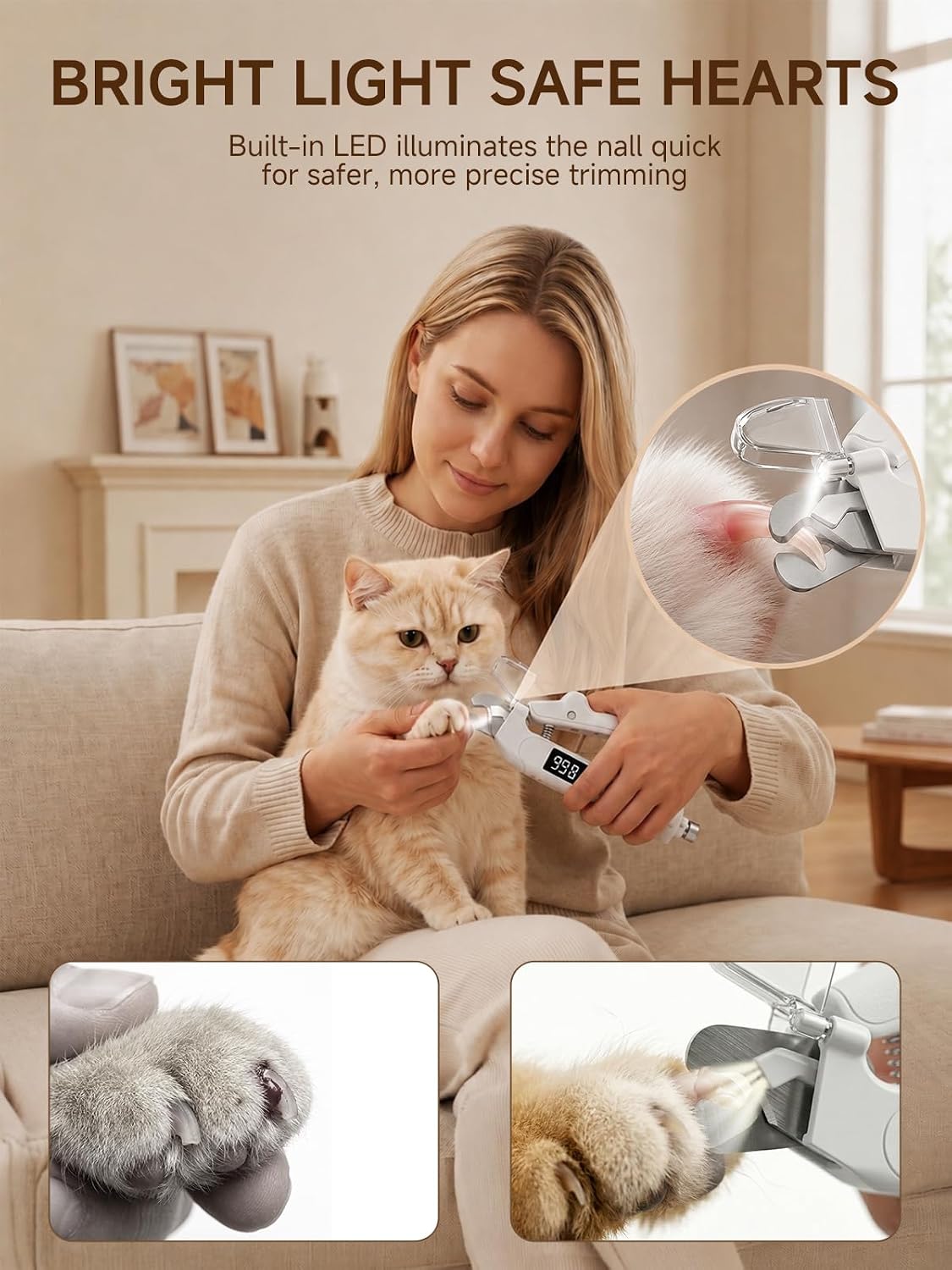 Electric Dog Nail Grinder and Clipper with LED Light