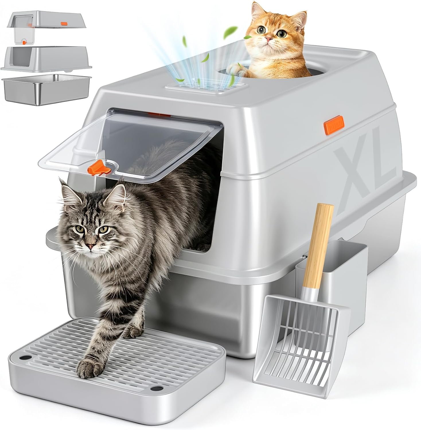 Large Enclosed Cat Litter Box