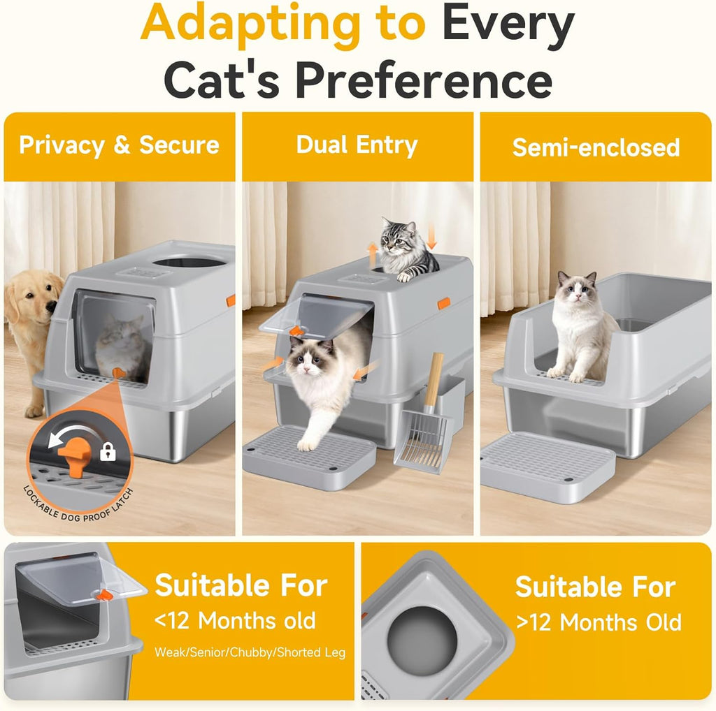 Large Enclosed Cat Litter Box