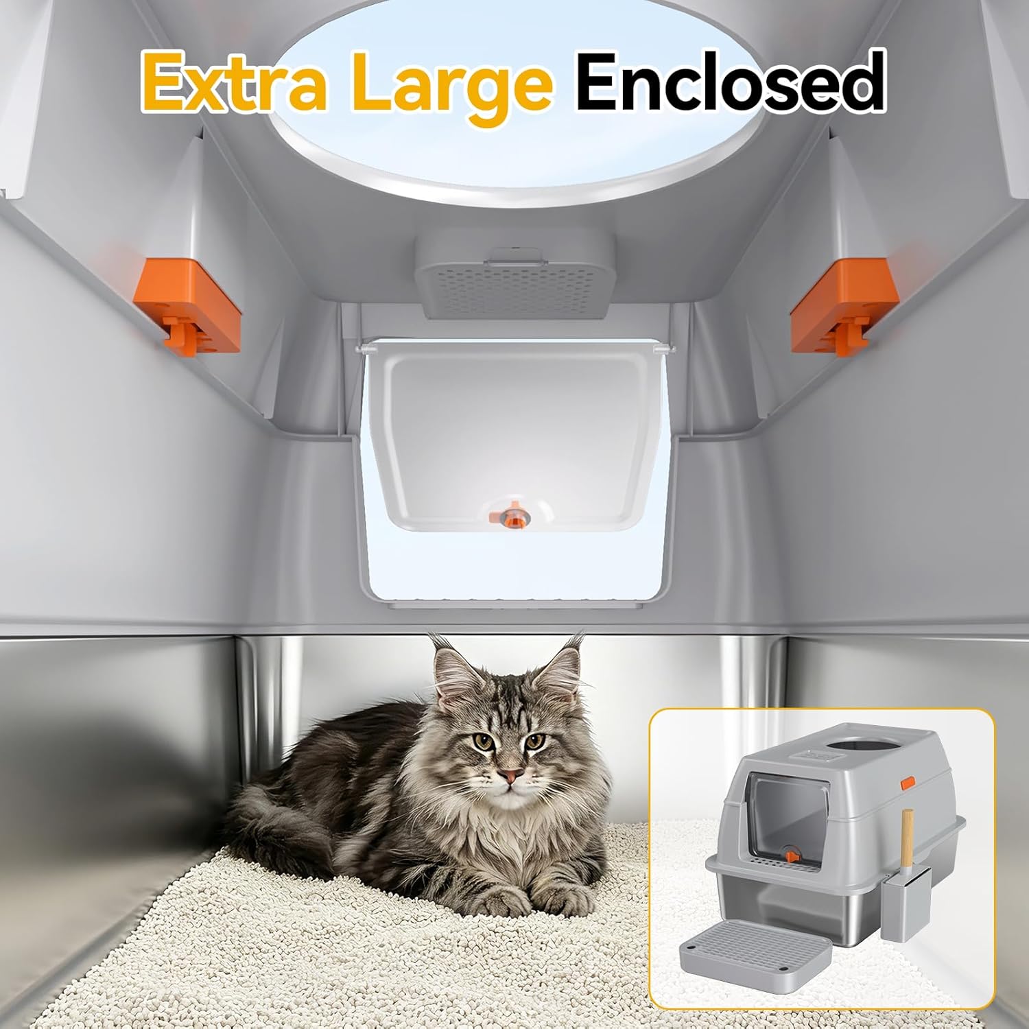 Large Enclosed Cat Litter Box