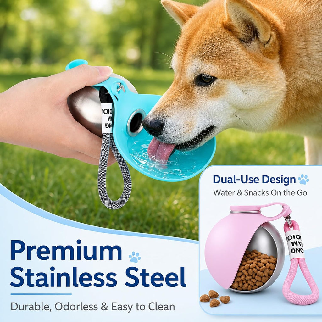 2 in 1 Stainless Steel Portable Tumbler for Dogs Water Bottle